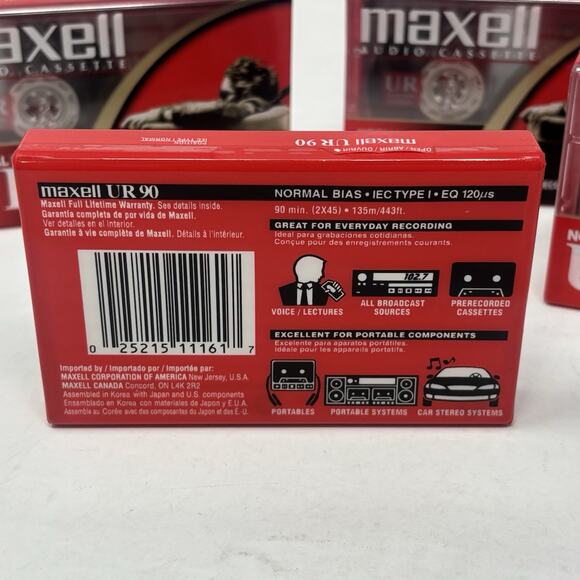 Maxwell Audio Cassette Tapes UR 90 Minutes Normal Bias Blank Lot Of 5 Retro - Picture 4 of 6